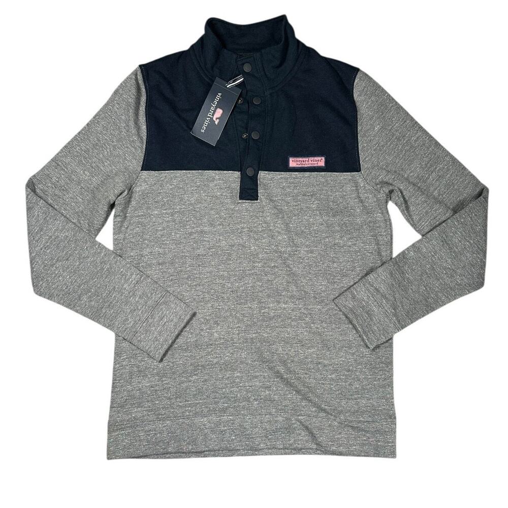 Vineyard Vines Kids Size L Gray Blue Snap Placket Shep Shirt Pullover NWT Boys